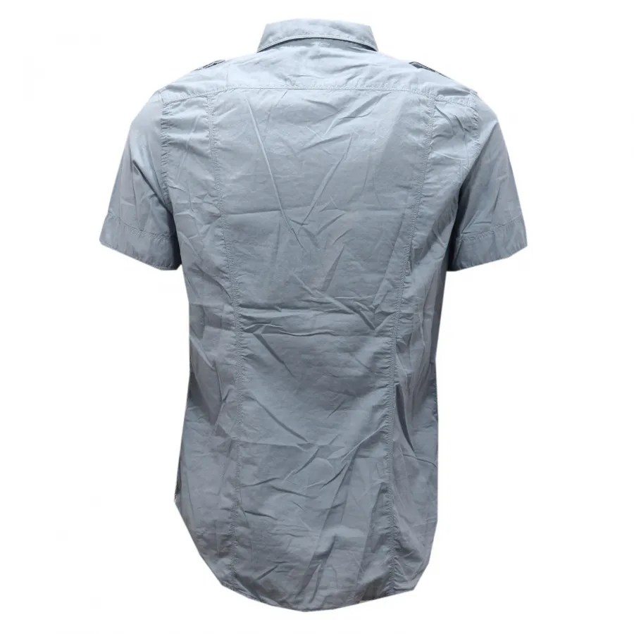 3535AG camicia uomo MESSAGERIE light blue/grey short sleeve shirt man