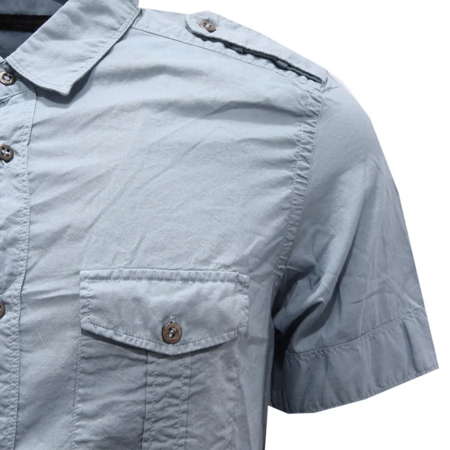 3535AG camicia uomo MESSAGERIE light blue/grey short sleeve shirt man