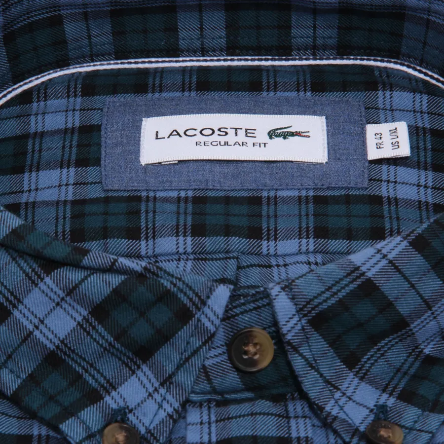 4686AB camicia uomo LACOSTE REGULAR FIT blue/green checked shirt cotton men