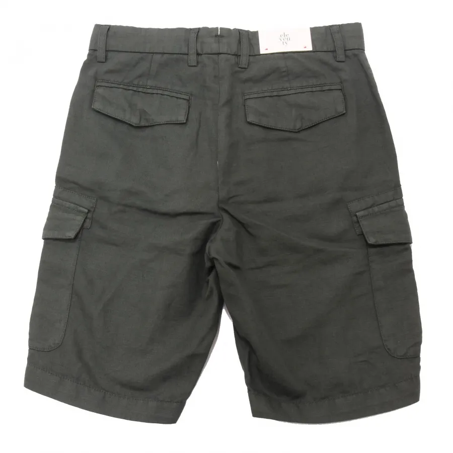 5119AE bermuda uomo ELEVENTY green cotton/linen cargo shorts man