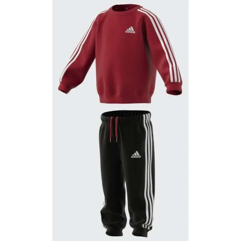 Adidas Junior I 3S Jog Betsca/White Tuta Cot Ross/Ner/Bia Baby Bimbo