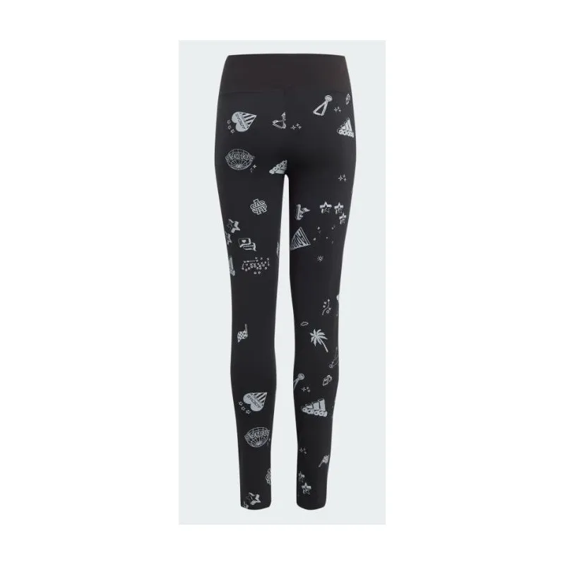 Adidas Junior Jg Bluv Q3 Tigh Black/White Leggins Neri Dis. Bianchi Junior