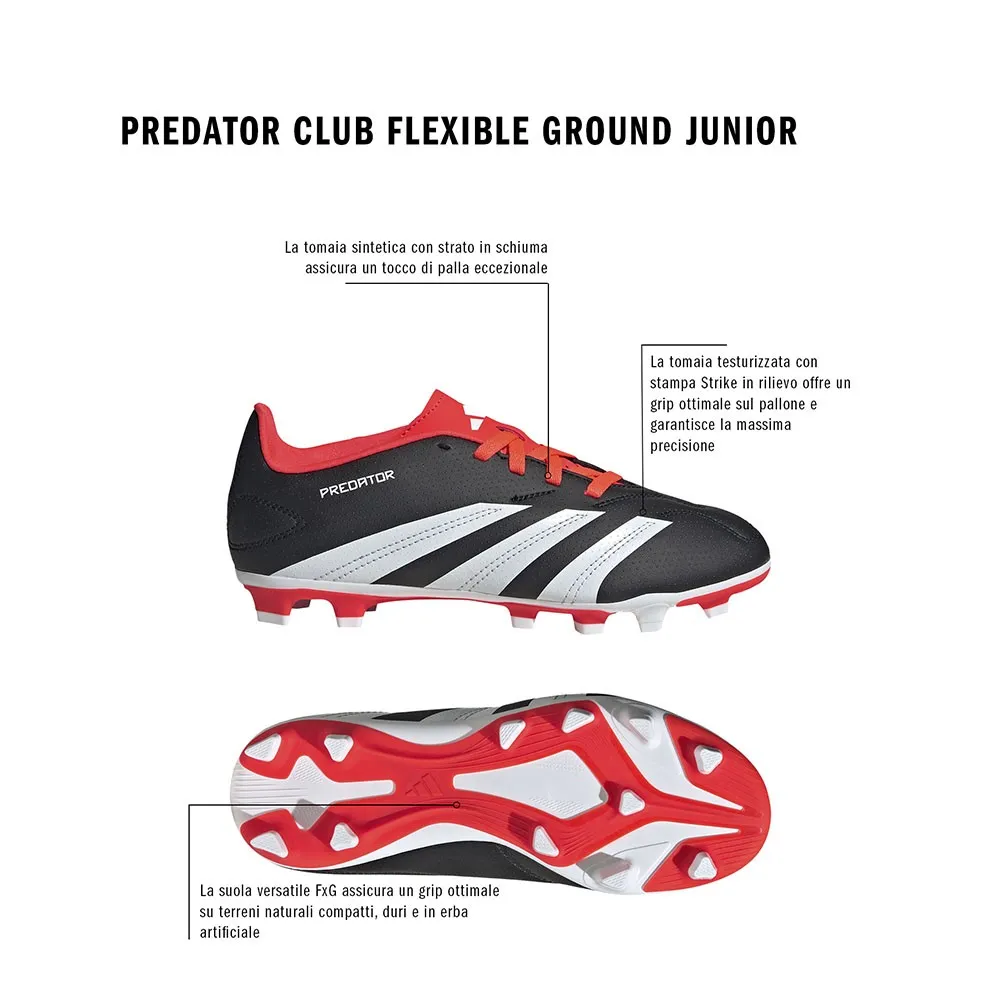 ADIDAS Predator Club L Fxg Nero Bianco - Scarpe Da Calcio Bambino