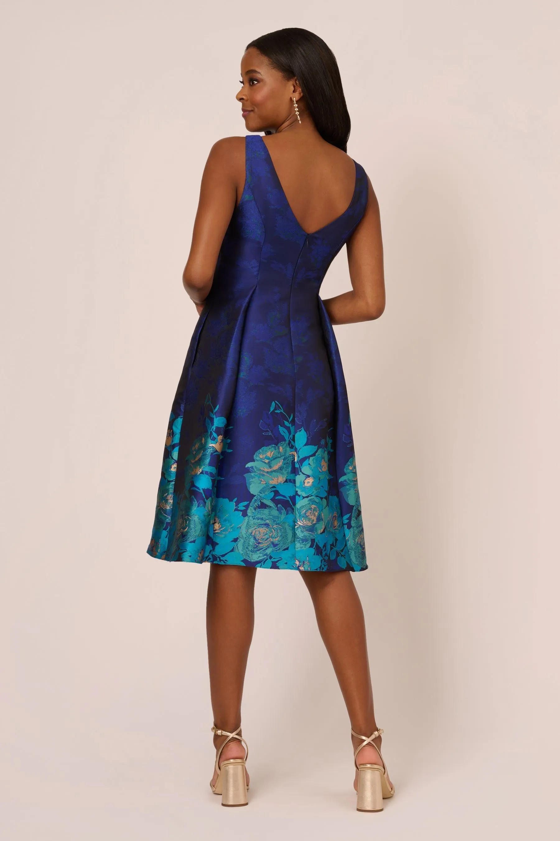 Adrianna Papell Blu - Abito in jacquard con bordo