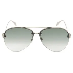 Alexander McQueen - Occhiale da Sole Skull Jeweled Pilot - Argento Verde - Alexander McQueen Eyewear