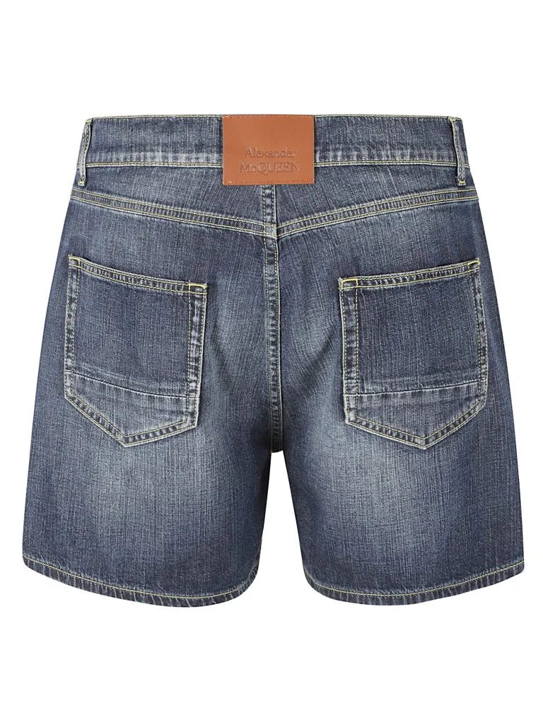 ALEXANDER McQUEENJEAN SHORTS QYAAI/4244 + DARK STONE WASH BLUE WASHED