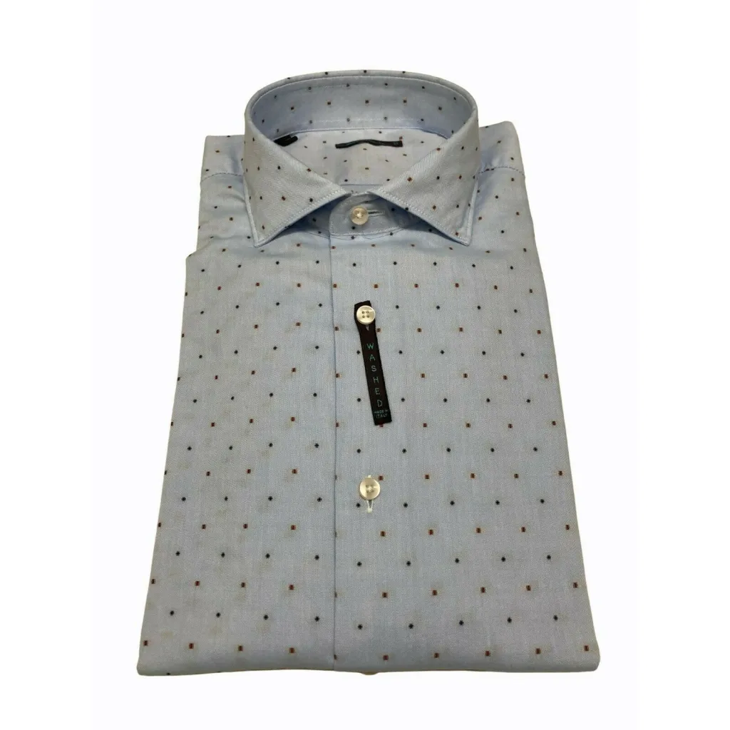 BROUBACK camicia uomo slim washed con pois NISIDA 38 T72 MADE IN ITALY