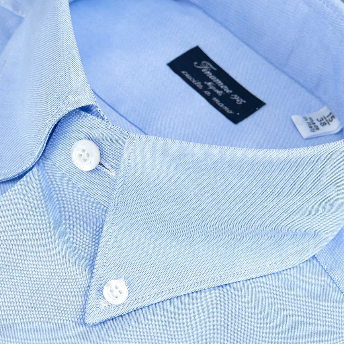 Camicia FINAMORE Milano Button Down in Cotone Oxford Celeste