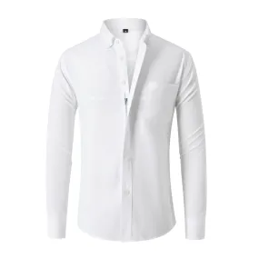 Camicia non iron in tessuto Oxford a maniche lunghe con cerniera nascosta da uomo