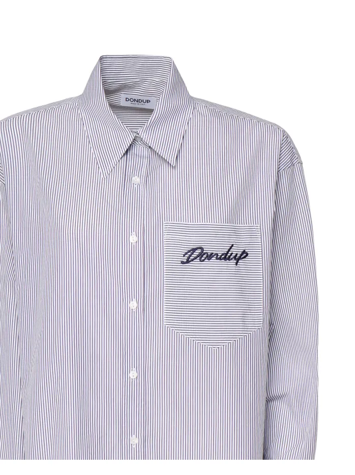 CAMICIA OXFORD A RIGHE CON LOGO LETTERING SUL TASCHINO