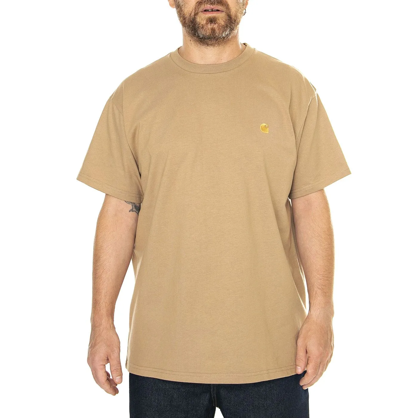 CARHARTT WIP S/S Chase T-Shirt Peanut / Gold - Maglietta Girocollo Uomo Marrone    