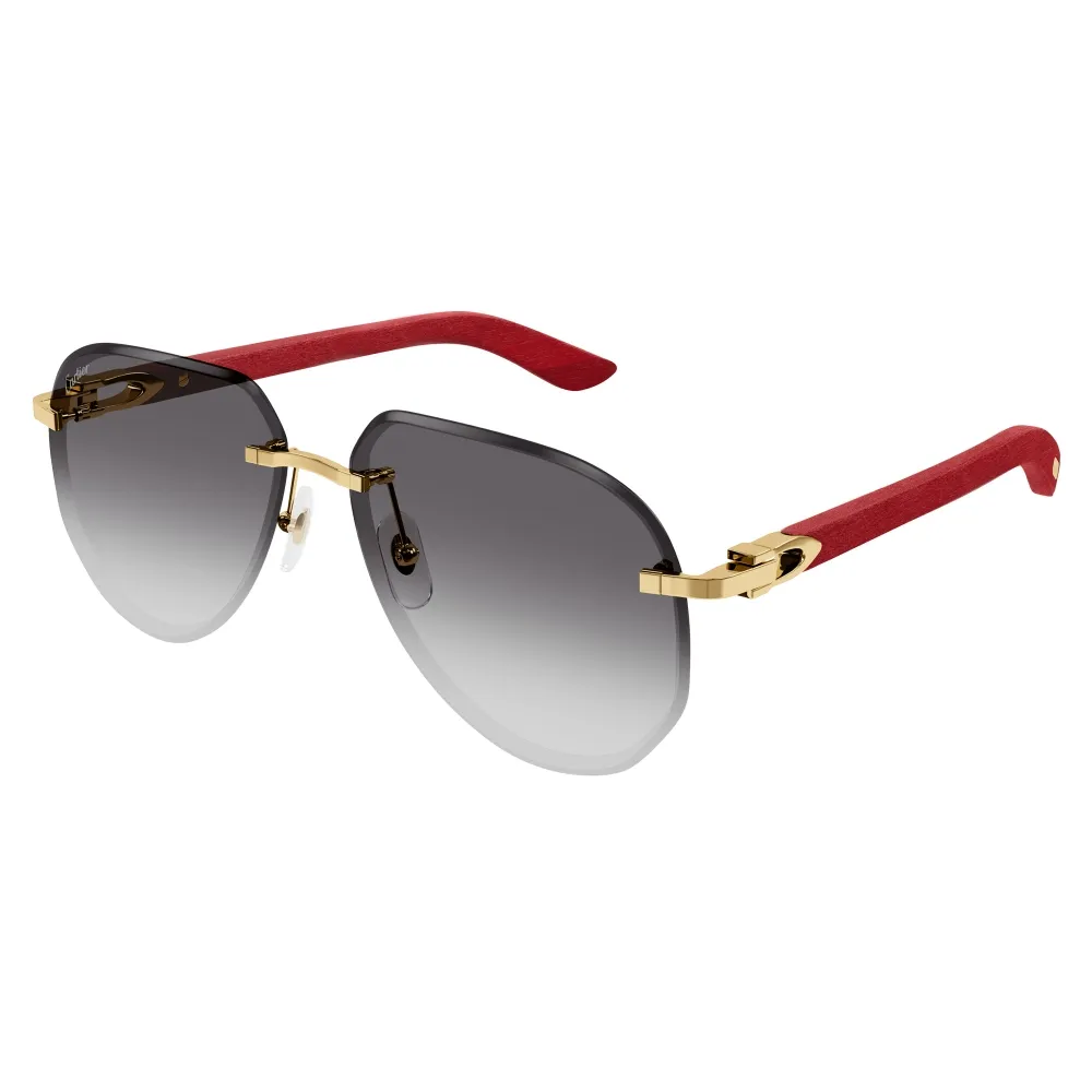 Cartier - Pilot - Rosso Oro Grigio Sfumato - Signature C de Cartier Collection - Occhiali da Sole - Cartier Eyewear