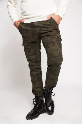 Chile pantalon cargo homme en satin à motif camouflage coupe extra slim ①