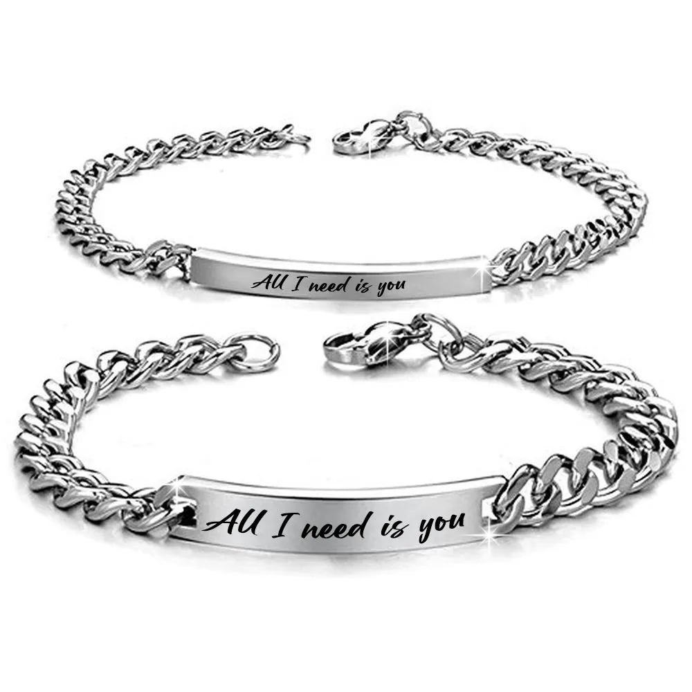 Coppia di Bracciali uomo e donna Edizione Speciale San Valentino con incisione - All I need is you