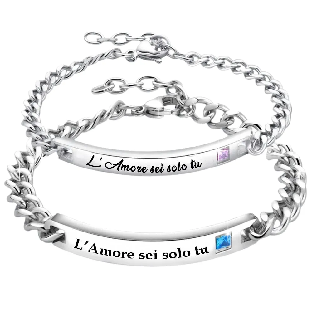 Coppia di Bracciali uomo e donna Edizione Speciale San Valentino con incisione - L'amore sei solo tu