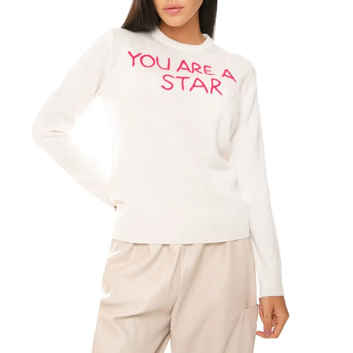 Crewneck Sweater You Are A Star, Bianco