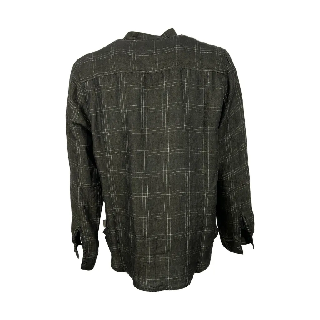 CROSSLEY camicia uomo fantasia quadri antracite/verde JOINRWP 100% lino MADE IN ITALY