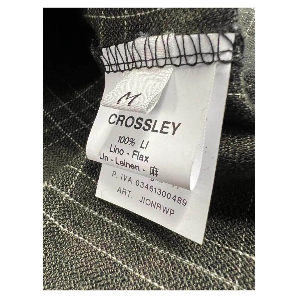 CROSSLEY camicia uomo fantasia quadri antracite/verde JOINRWP 100% lino MADE IN ITALY