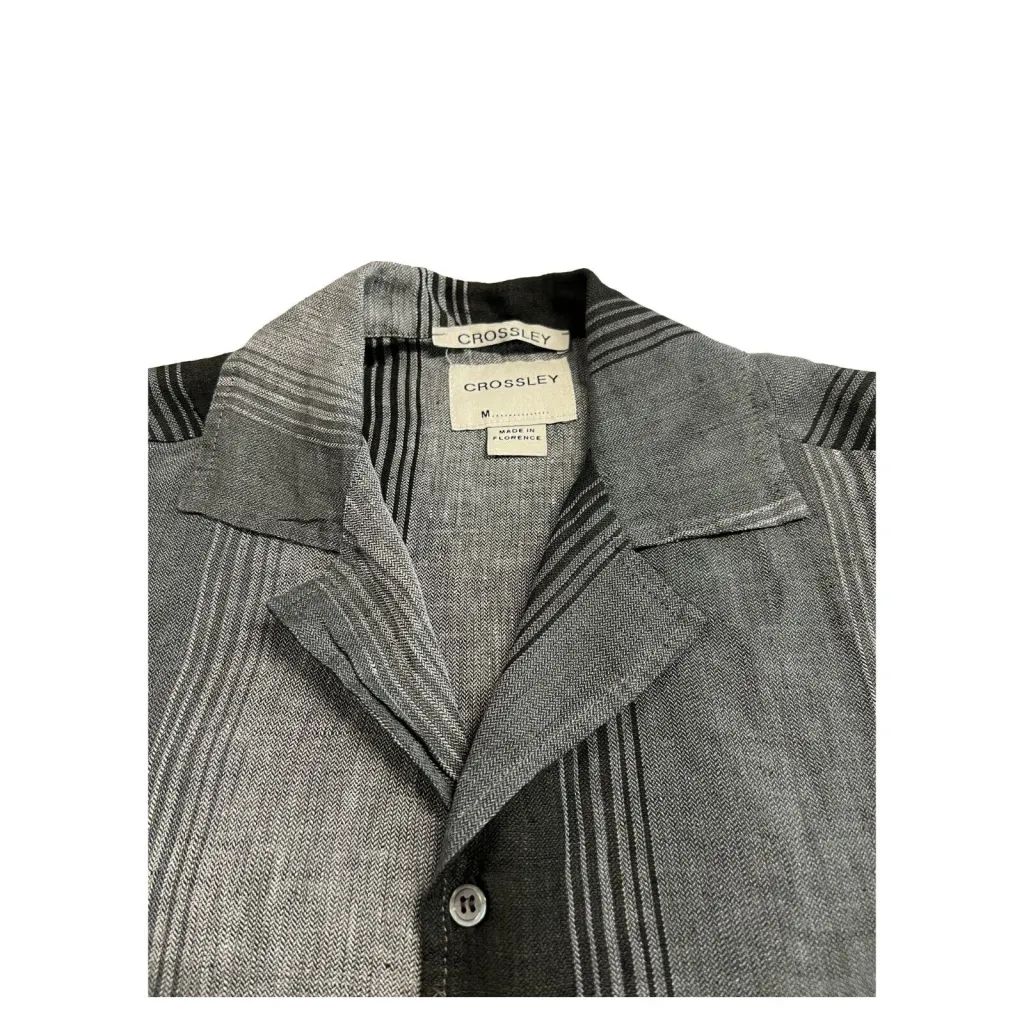 CROSSLEY camicia uomo grigio/nero regular slim JOLING 100% lino MADE IN ITALY