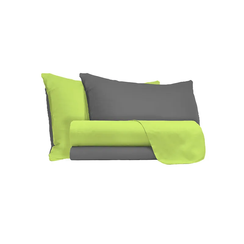 DATEX Completo letto linea Natural Color, verde acido/fumo