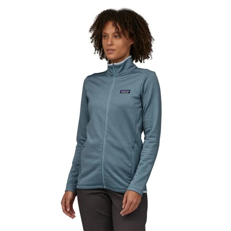 Donne Patagonia W's R1 Daily Jkt zip fleece (Light Plume Grey - Steam Blue X-Dye)