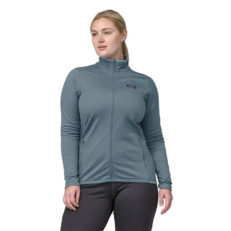 Donne Patagonia W's R1 Daily Jkt zip fleece (Light Plume Grey - Steam Blue X-Dye)