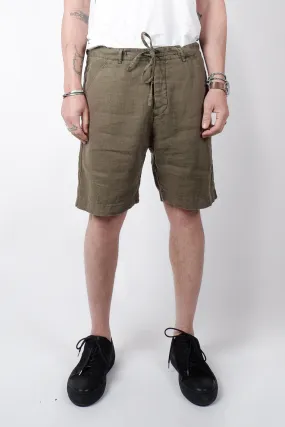 Drawstring Linen Shorts Army Green