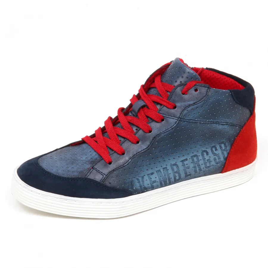 E1734 sneaker bimbo blu BIKKEMBERGS WORD MID H34 scarpe shoe kid boy