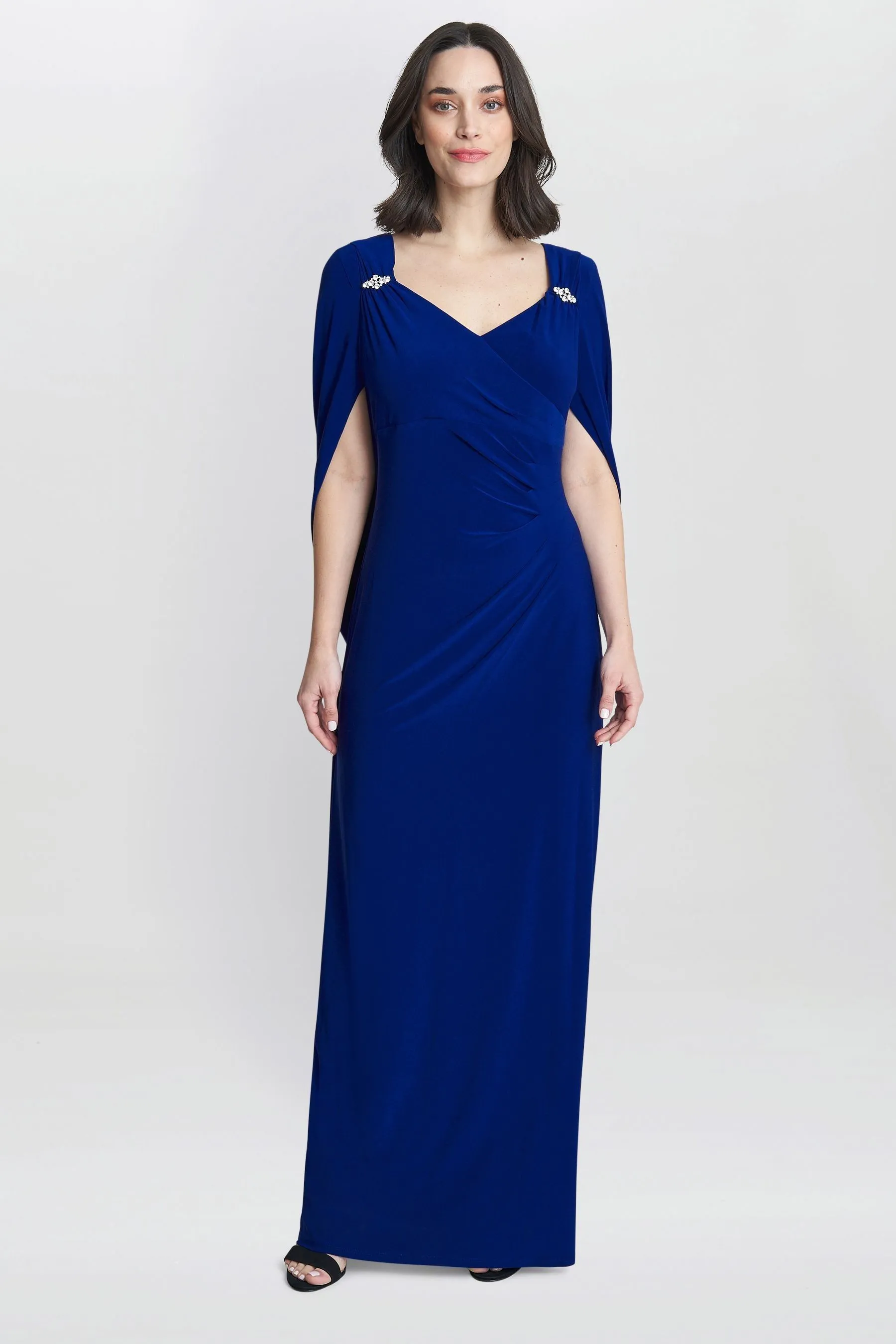 Gina Bacconi Blu - Jenna - Abito maxi drappeggiato con retro sulle spalle