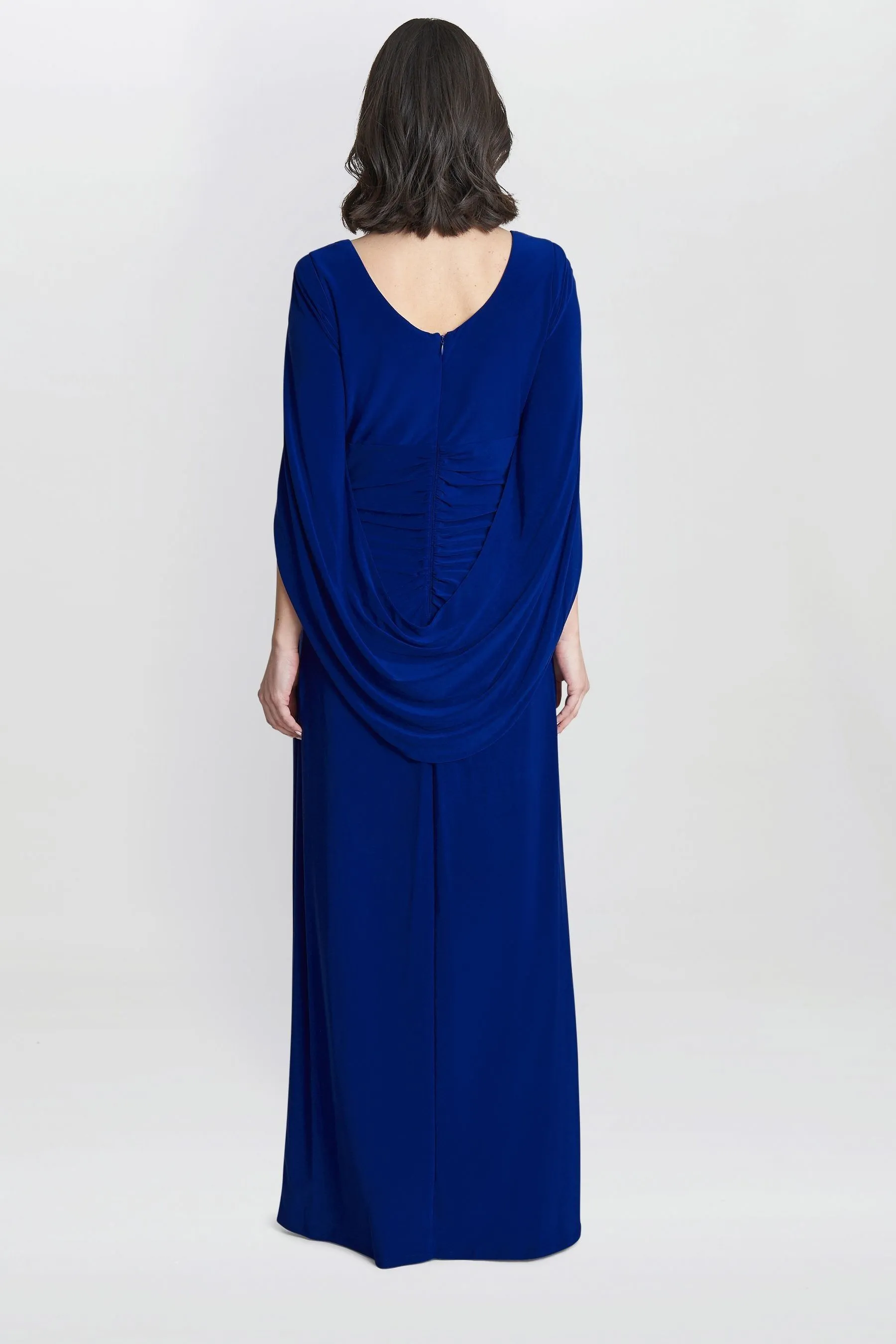 Gina Bacconi Blu - Jenna - Abito maxi drappeggiato con retro sulle spalle