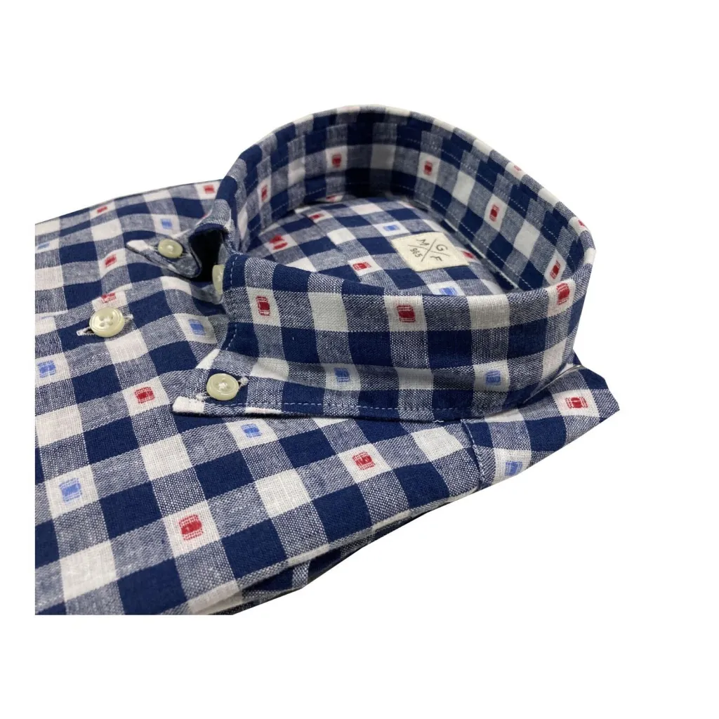 GMF 965 camicia uomo button-down quadri bianco/blu mod 92.L.TAS