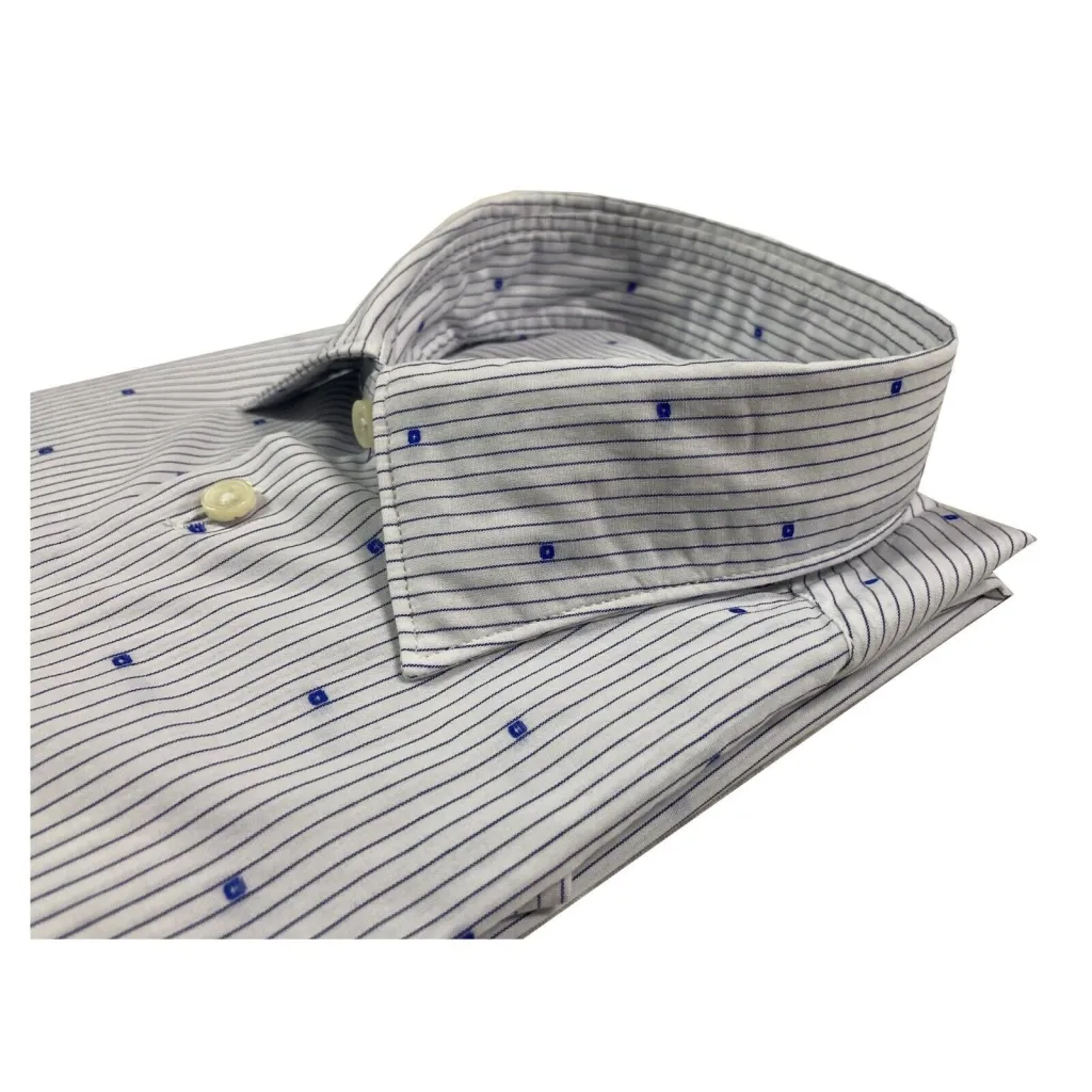 GMF 965 camicia uomo righe bianco/blu con dettagli azzurro mod 14.L 921210/01 100% cotone