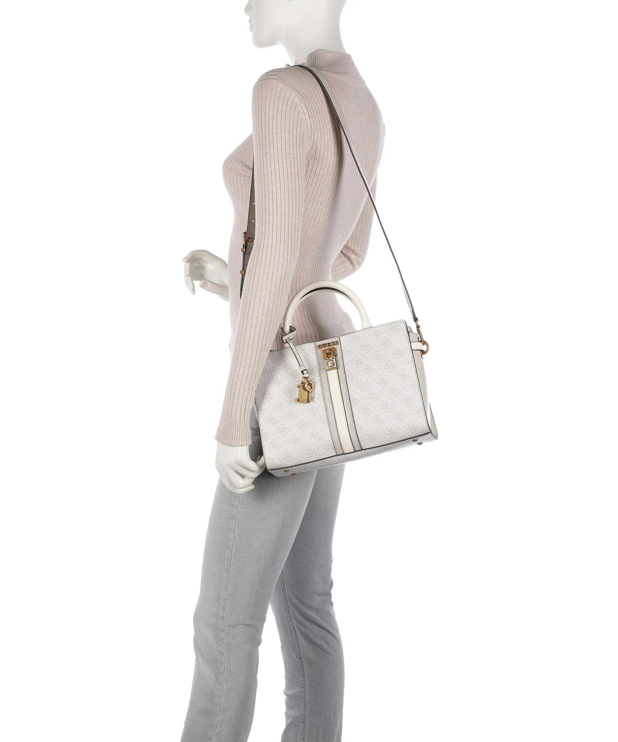  Guess Ginevra Borsa a mano pelle sintetica beige  