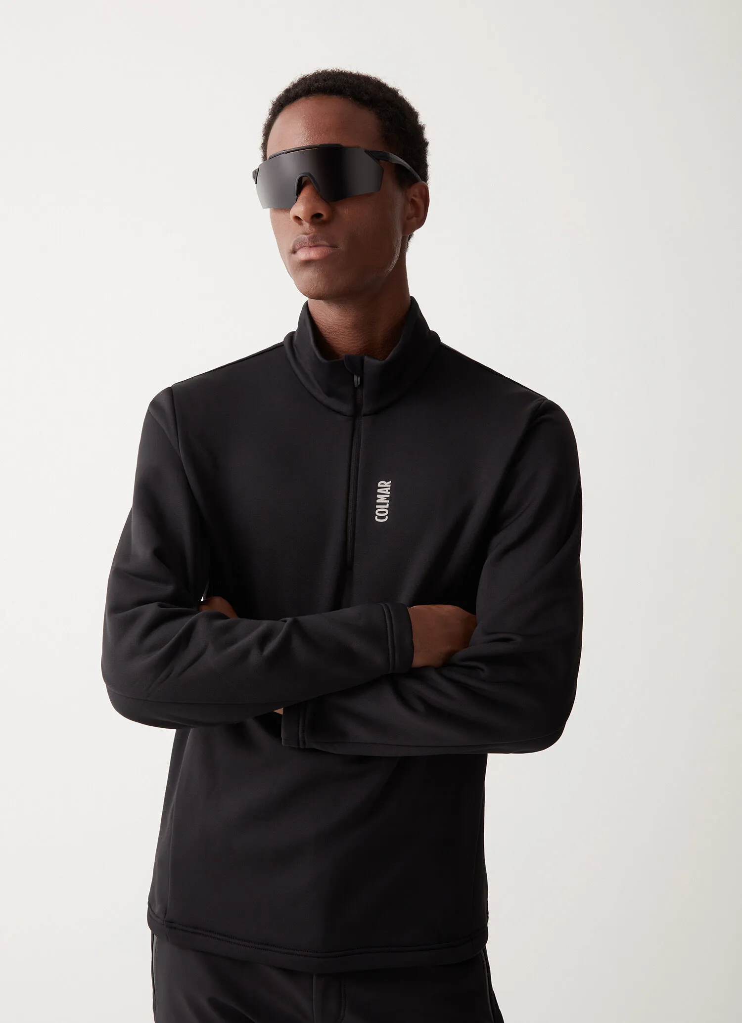 Half zip stretch fleece ski sweatshirt