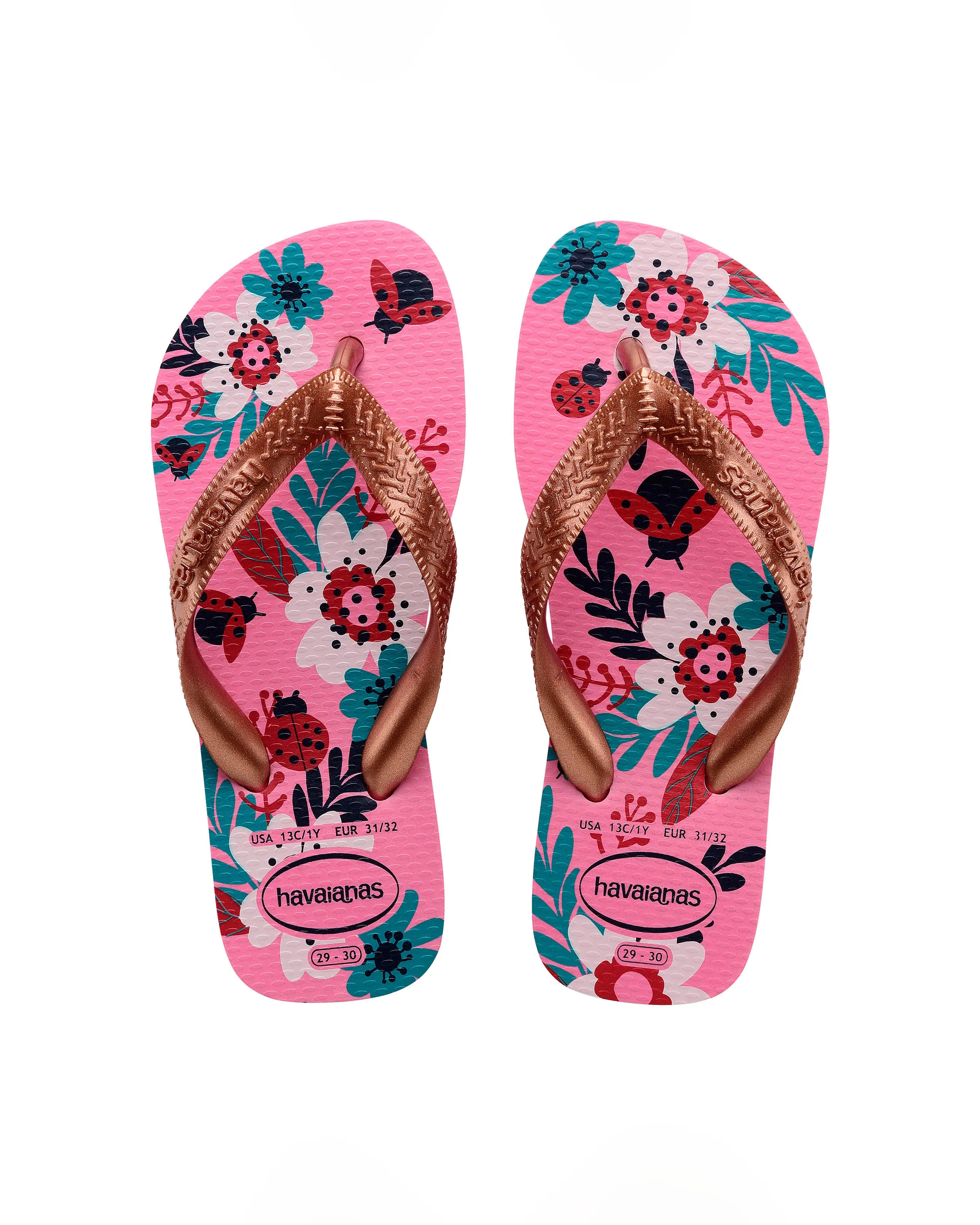 Havaianas Kids Flores rosa con stampa floreale e fascetta bronzo 27-36