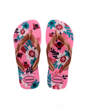 Havaianas Kids Flores rosa con stampa floreale e fascetta bronzo 27-36