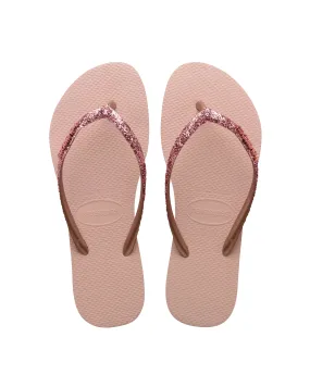 Havaianas Slim Glitter II rosa cipria con fascetta rosa antico glitterata 30-32