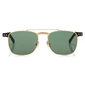 Jimmy Choo - Alan - Occhiali da Sole con Montatura Quadrata in Metallo Dorato con Lente Verde e Acetato