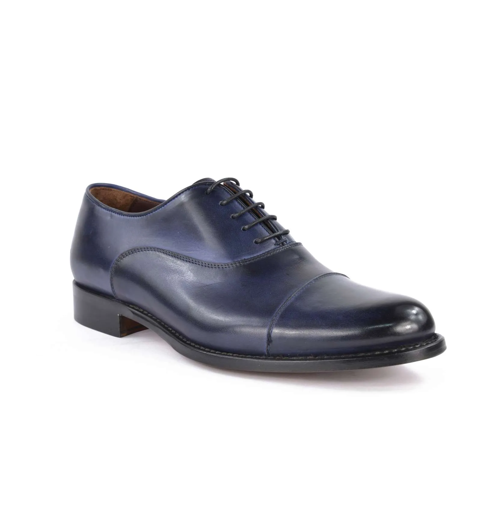 J.J. ITALIAN LUXURY ARTCRAFT uomo scarpa oxford pelle blu 853 BASIC