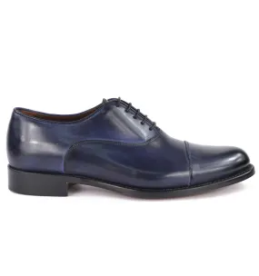 J.J. ITALIAN LUXURY ARTCRAFT uomo scarpa oxford pelle blu 853 BASIC