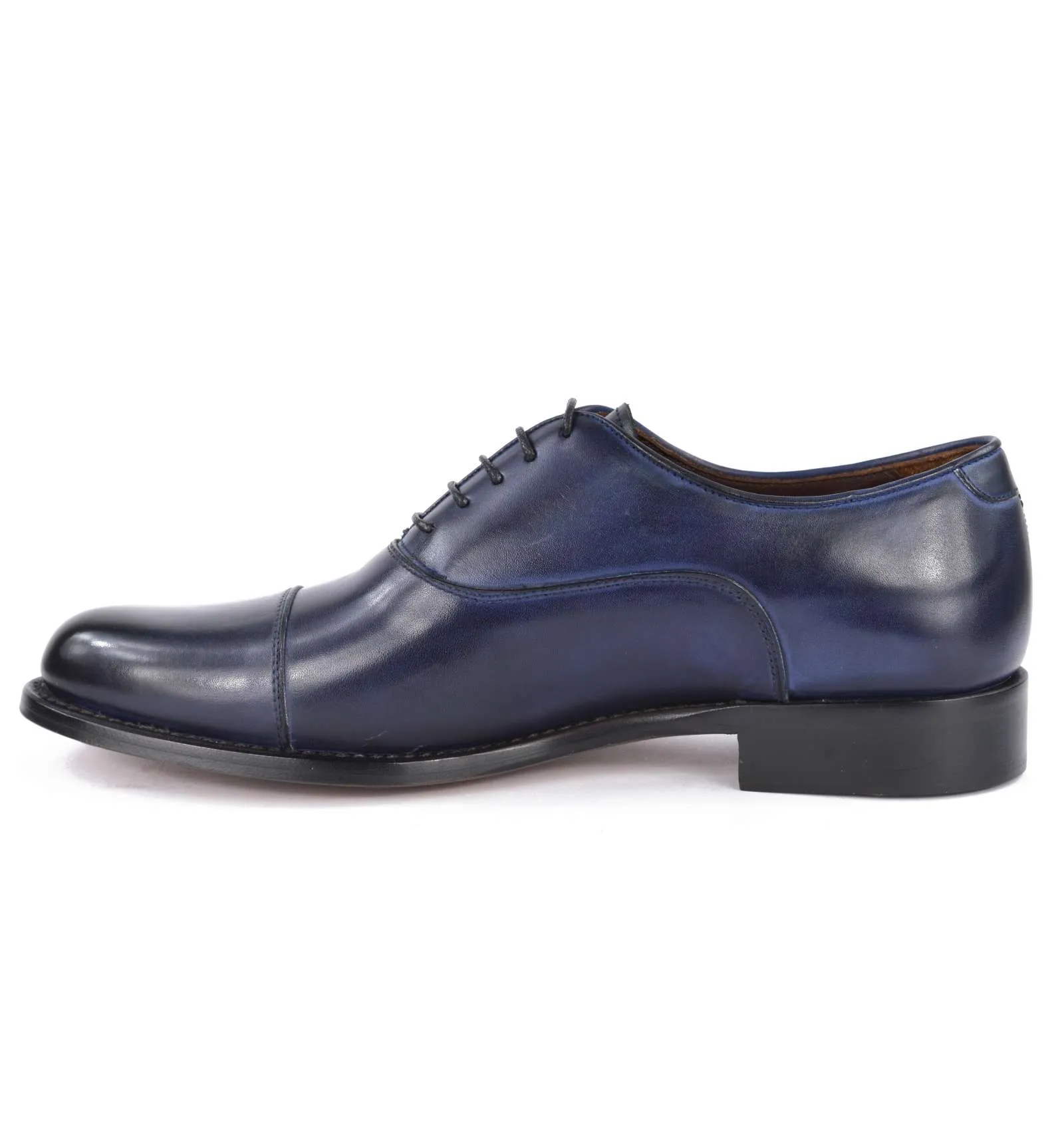 J.J. ITALIAN LUXURY ARTCRAFT uomo scarpa oxford pelle blu 853 BASIC