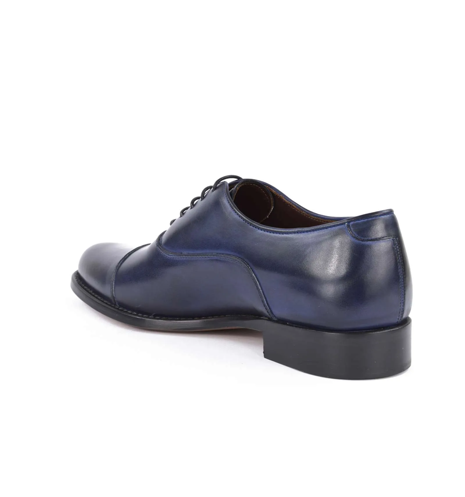 J.J. ITALIAN LUXURY ARTCRAFT uomo scarpa oxford pelle blu 853 BASIC