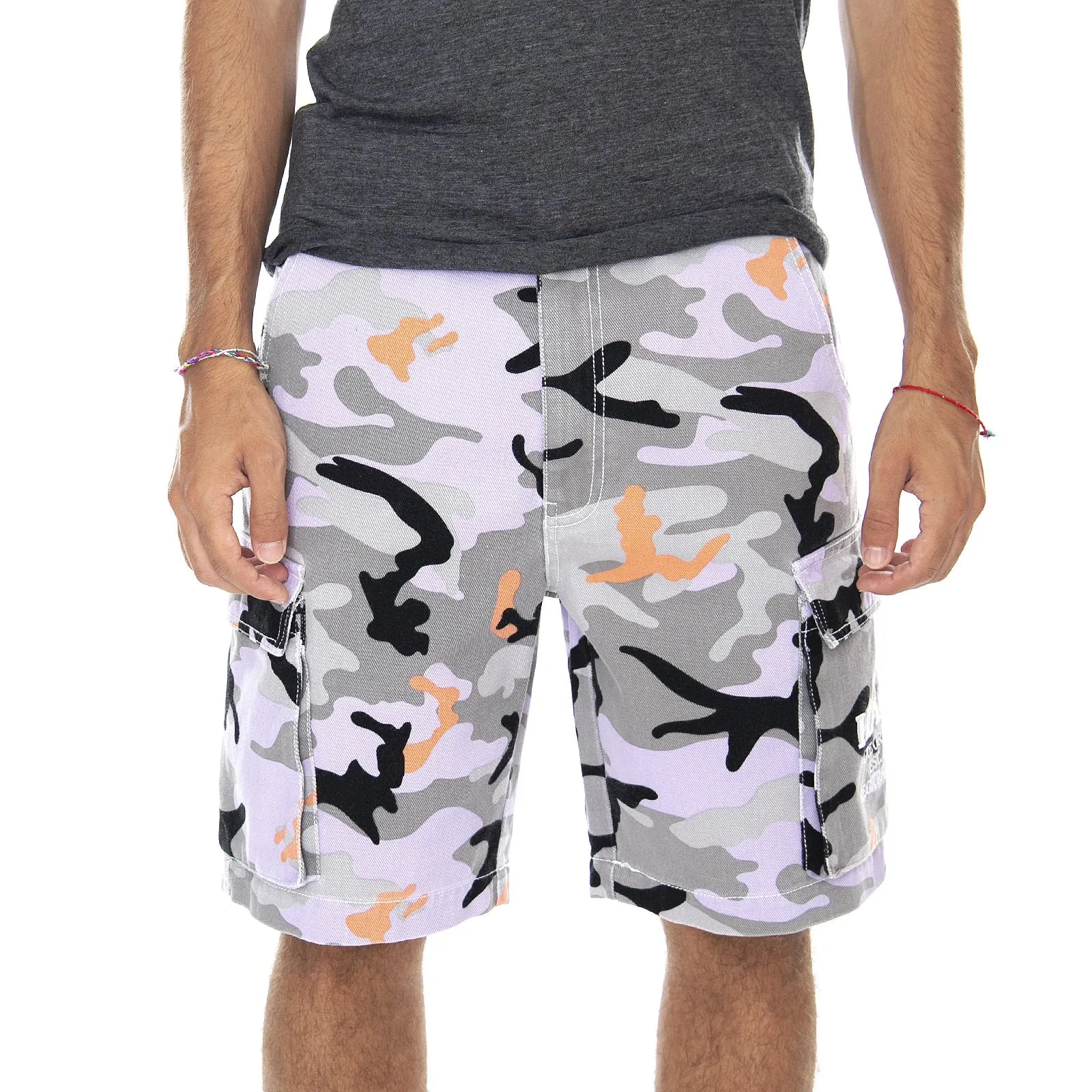 Karl Kani Camo Cargo Shorts - Grey - Bermuda Uomo Camo Grigi    