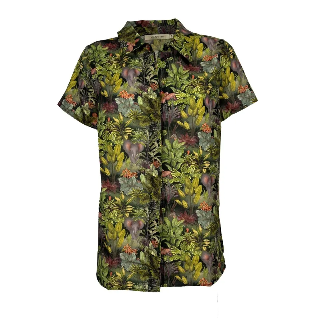 LA FEE MARABOUTEE camicia donna fantasia jungle verde art FD-CH-PURSIA 100% cotone