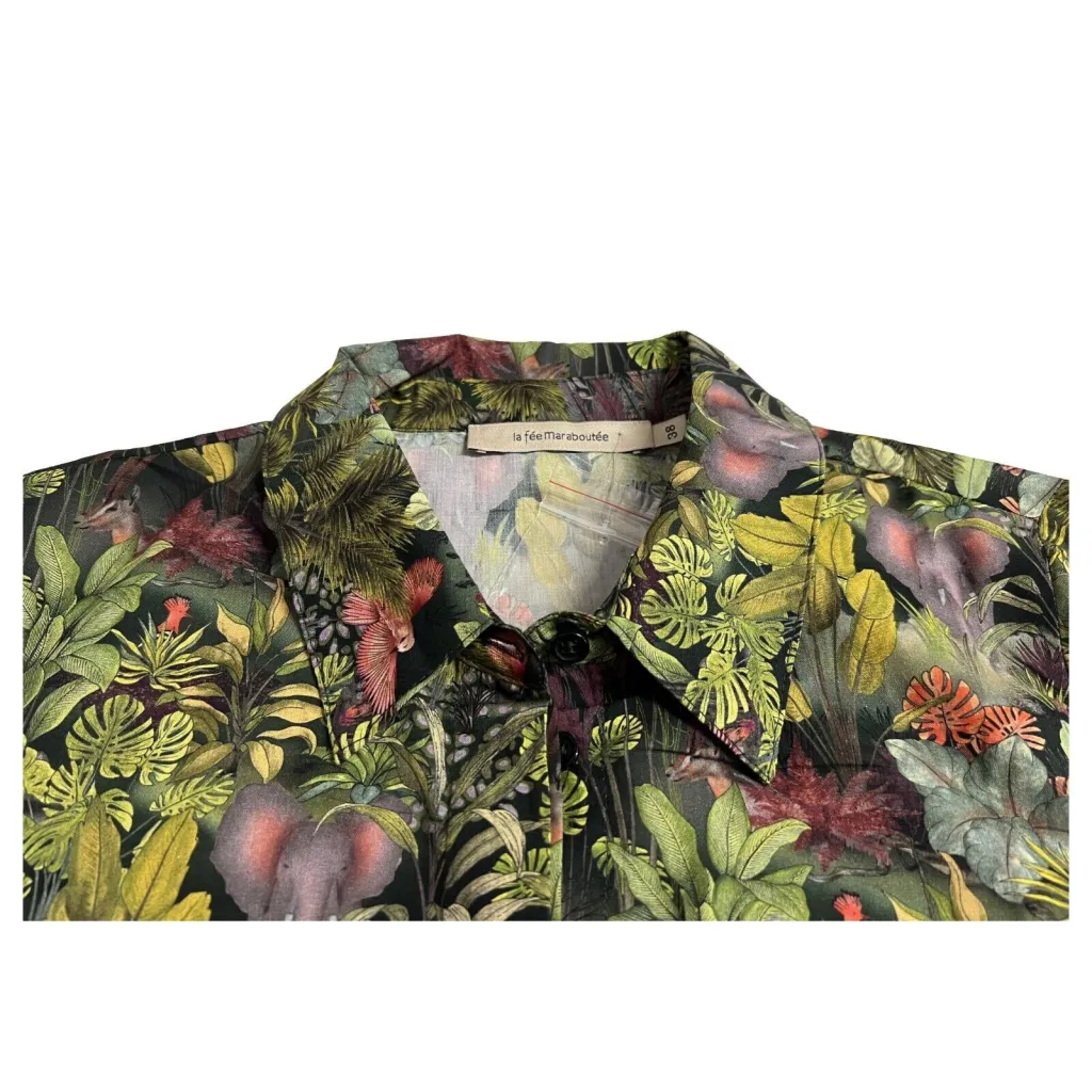 LA FEE MARABOUTEE camicia donna fantasia jungle verde art FD-CH-PURSIA 100% cotone