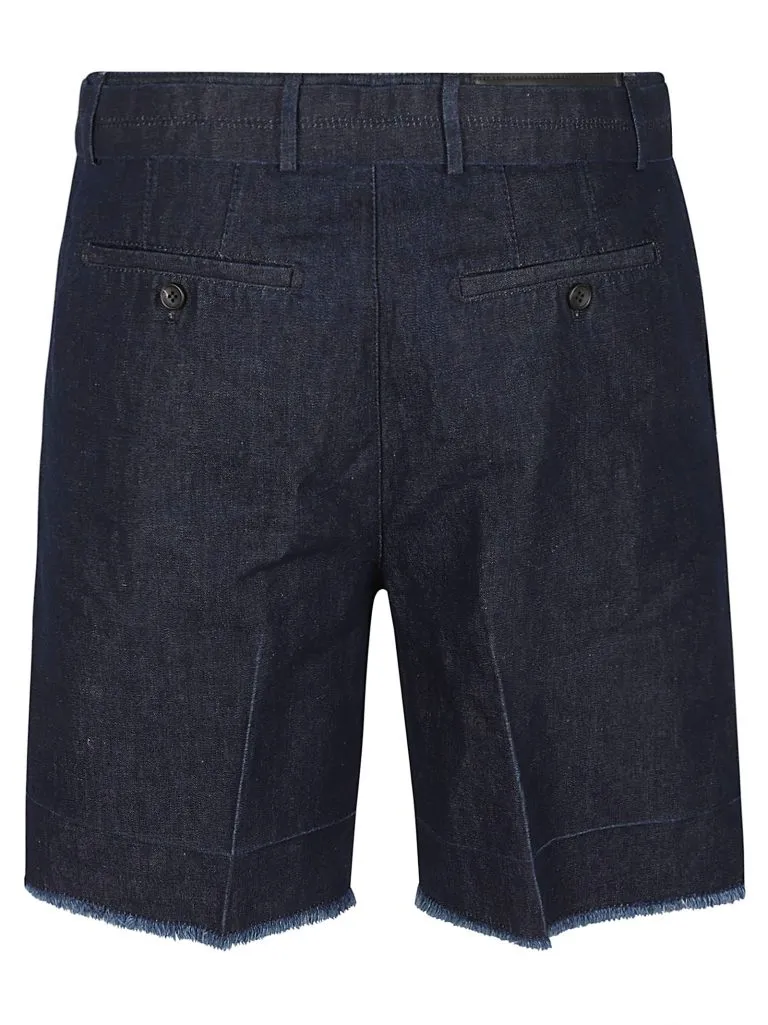 LANVINRAW EDGES DENIM SHORTS Navy blue