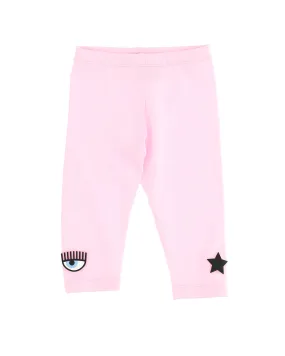 Leggins rosa con loghi eyestar applicati sul fondo 12-24 mesi