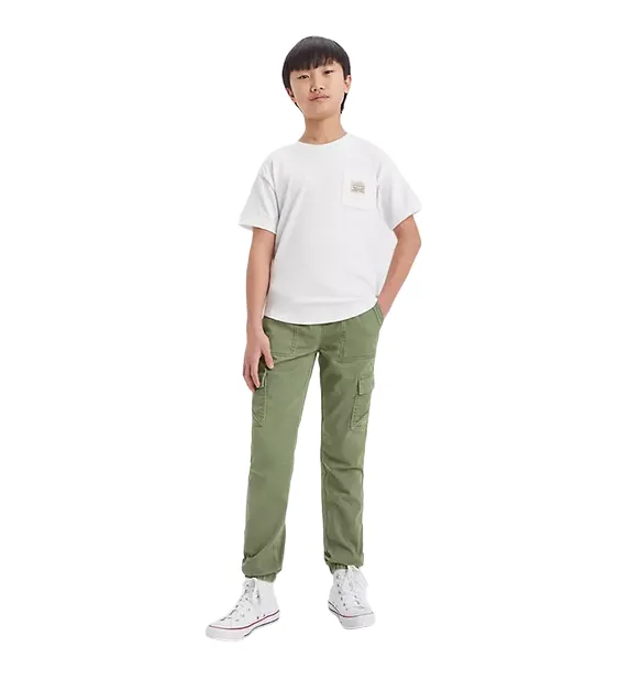 Levi's Kids pantalone Cargo da bambino con elastico in vita e la fondo 9EJ115-E6U verde oliva