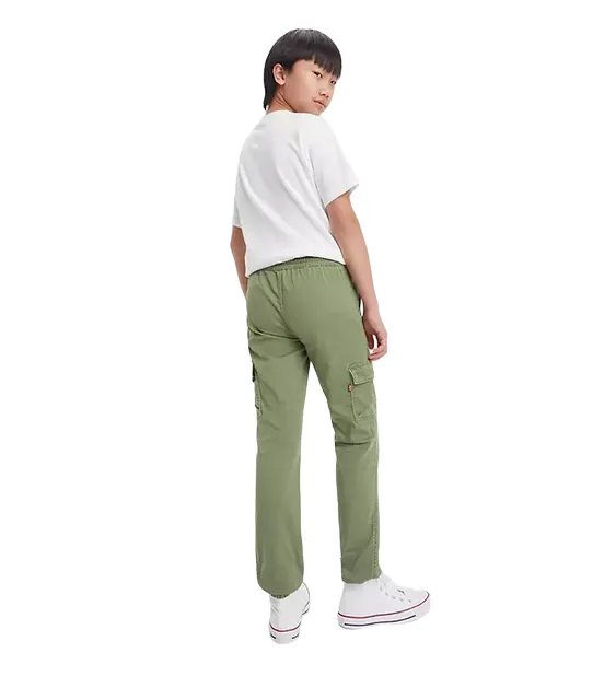 Levi's Kids pantalone Cargo da bambino con elastico in vita e la fondo 9EJ115-E6U verde oliva