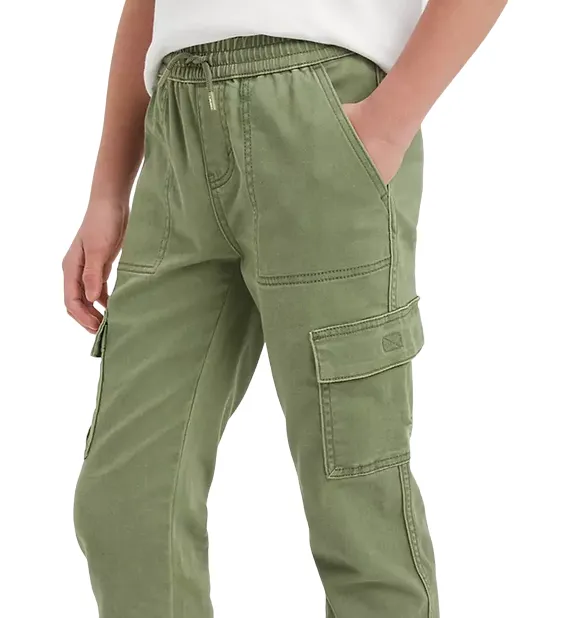 Levi's Kids pantalone Cargo da bambino con elastico in vita e la fondo 9EJ115-E6U verde oliva